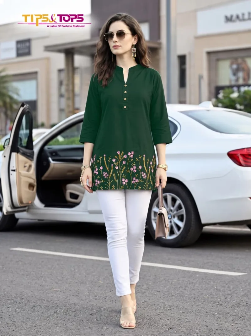 Polo 201 To 206 By Tips And Tops Rayon Embroidery Ladies Top 